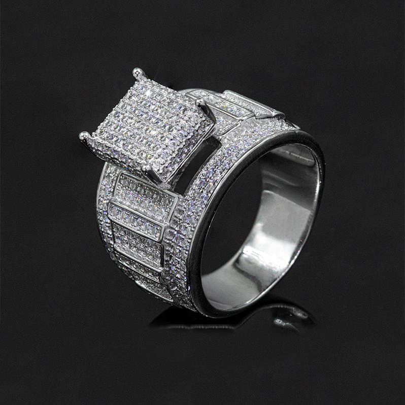 7/11 ICE Silver Moissanite Wedding Ring for Men Hip Hop Jewelry