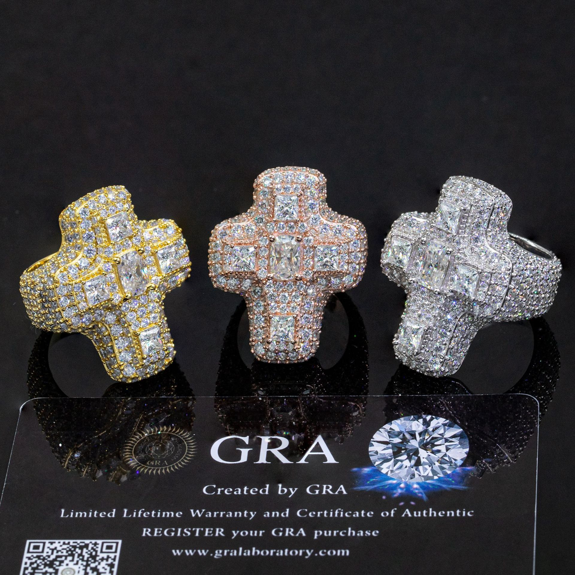 7/11 ICE Silver Moissanite VVS Baguette Cross for Men Hip Hop Jewelry