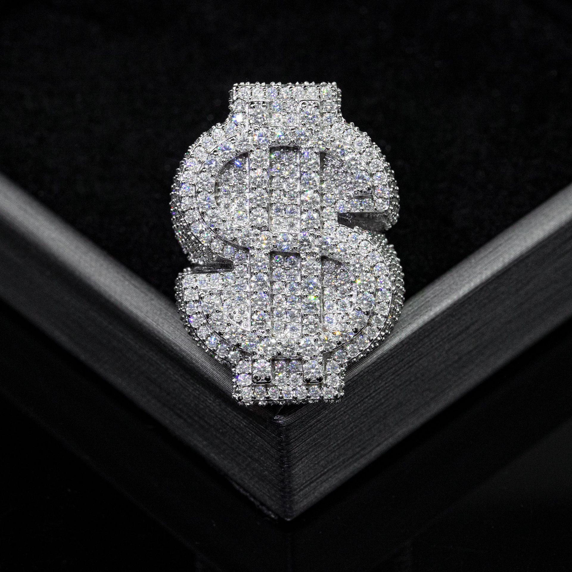 7/11 ICE Silver Moissanite VVS Dollar Sign for Men Hip Hop Jewelry