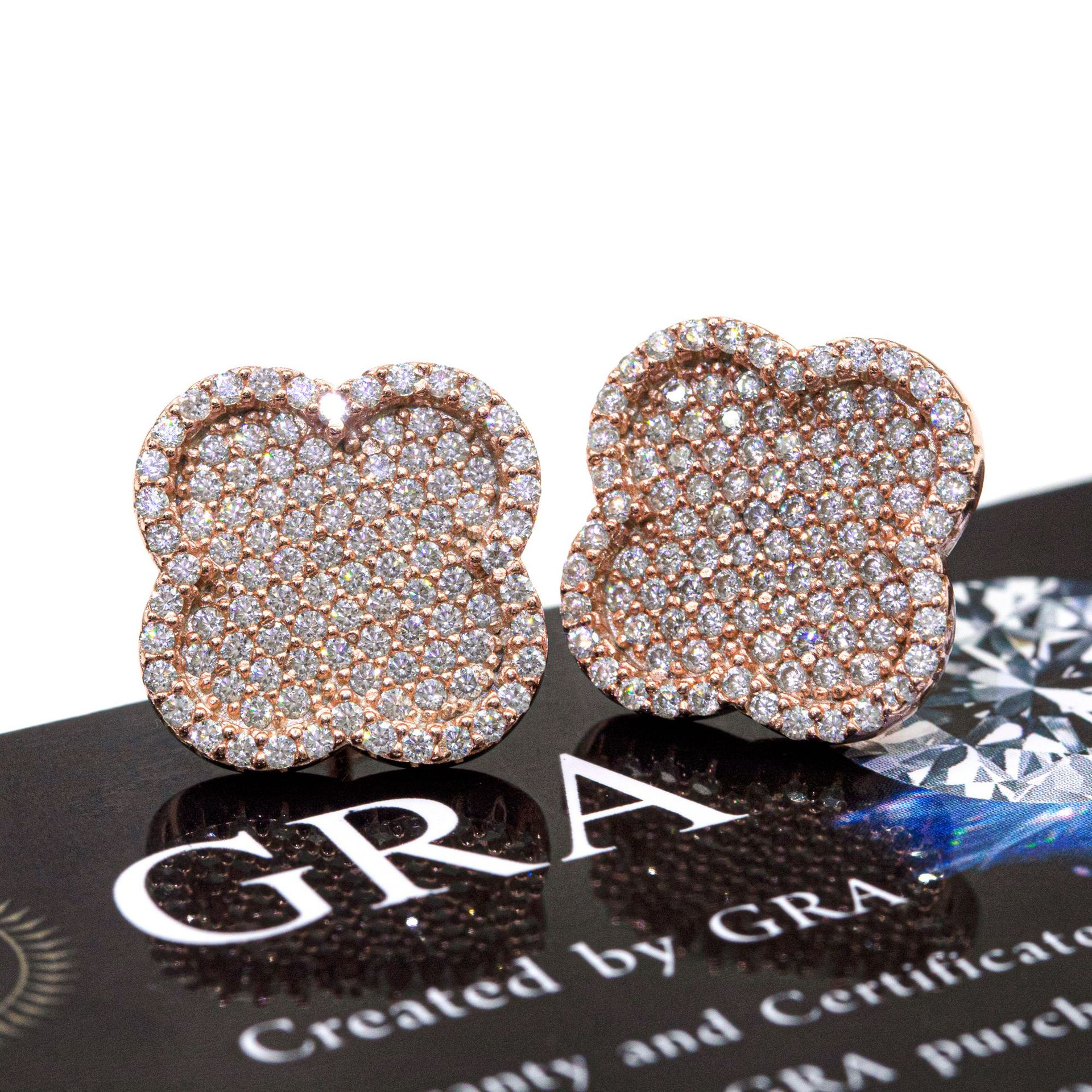 7/11 ICE Silver Moissanite VVS Cross Flower Stud Earring for Women Hip Hop Jewelry