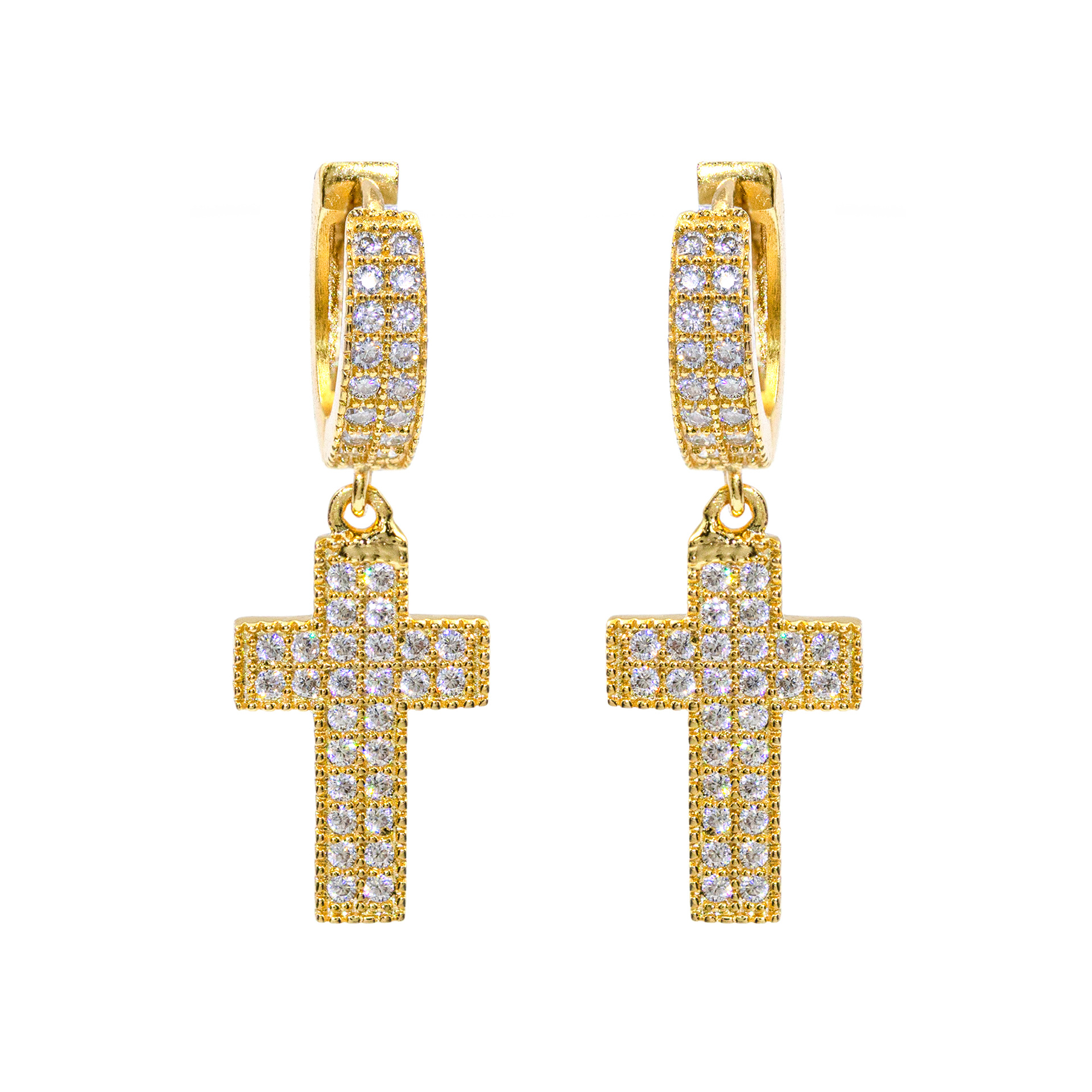 7/11 ICE Silver Moissanite VVS Cross Eardrop Earring for Men Hip Hop Jewelry