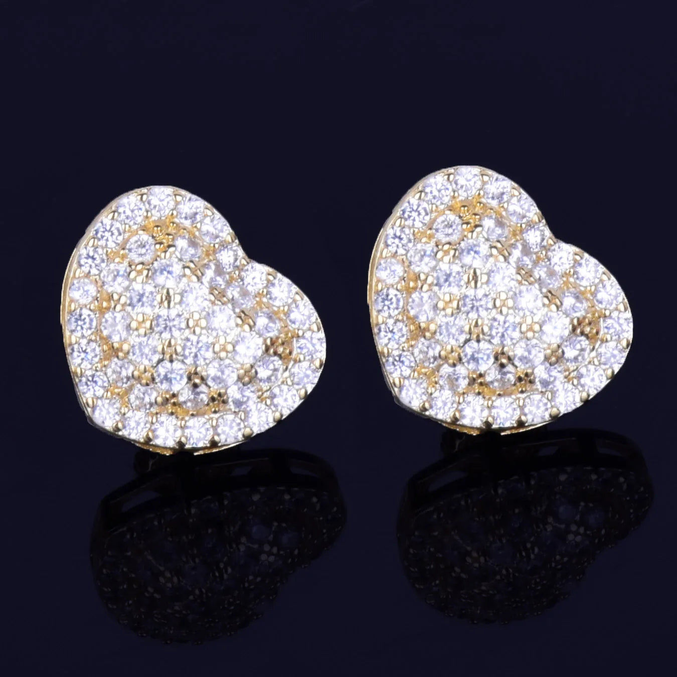 7/11 ICE Heart-shaped Earring White Color Full Cubic Zircon Women Fashion Hip Hop Jewelry for Gift 14MM