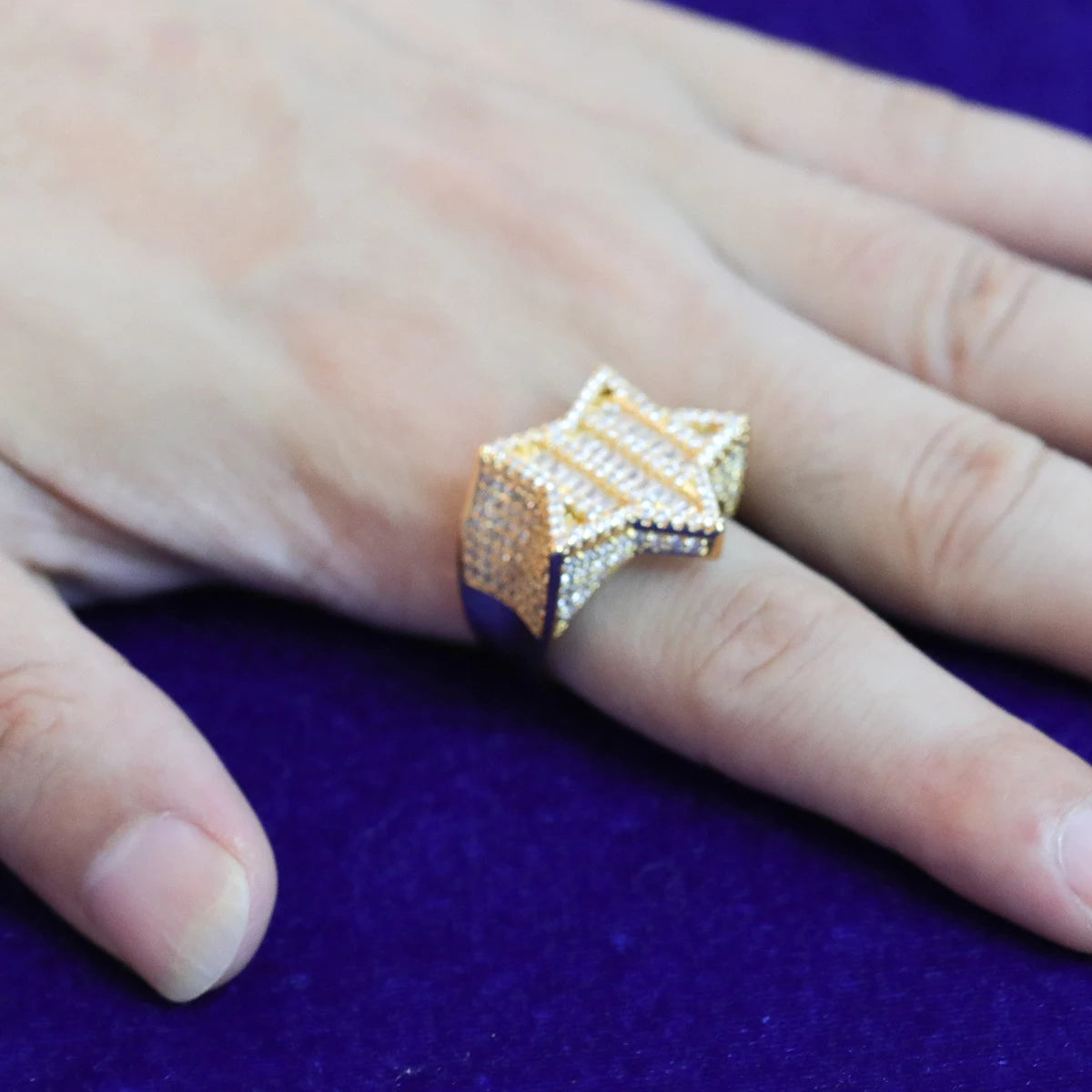 7/11 ICE Star Men Ring for Teens Real Gold Plated Hip Hop Jewelry 2021 Trend Free Shipping Items Gift