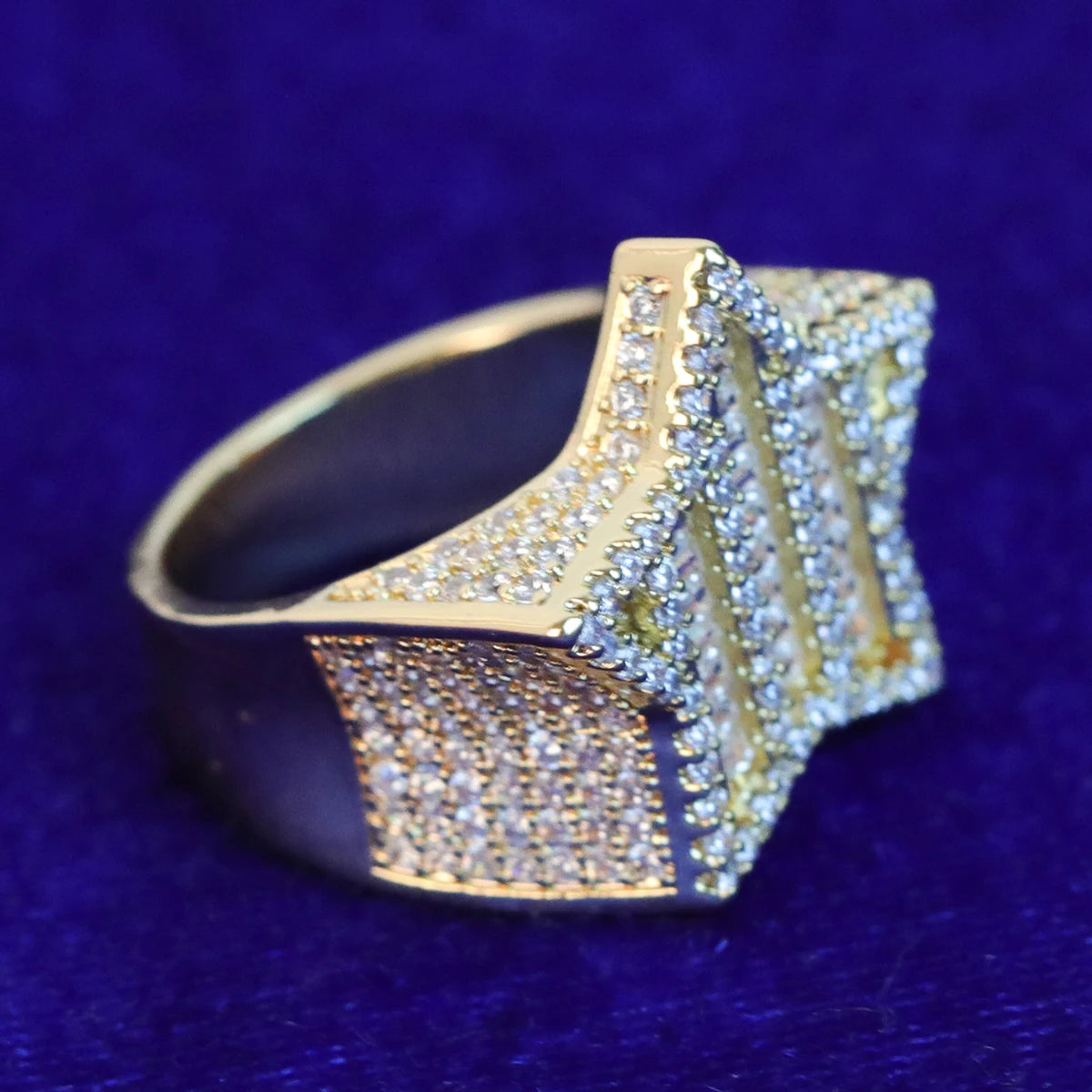 7/11 ICE Star Men Ring for Teens Real Gold Plated Hip Hop Jewelry 2021 Trend Free Shipping Items Gift