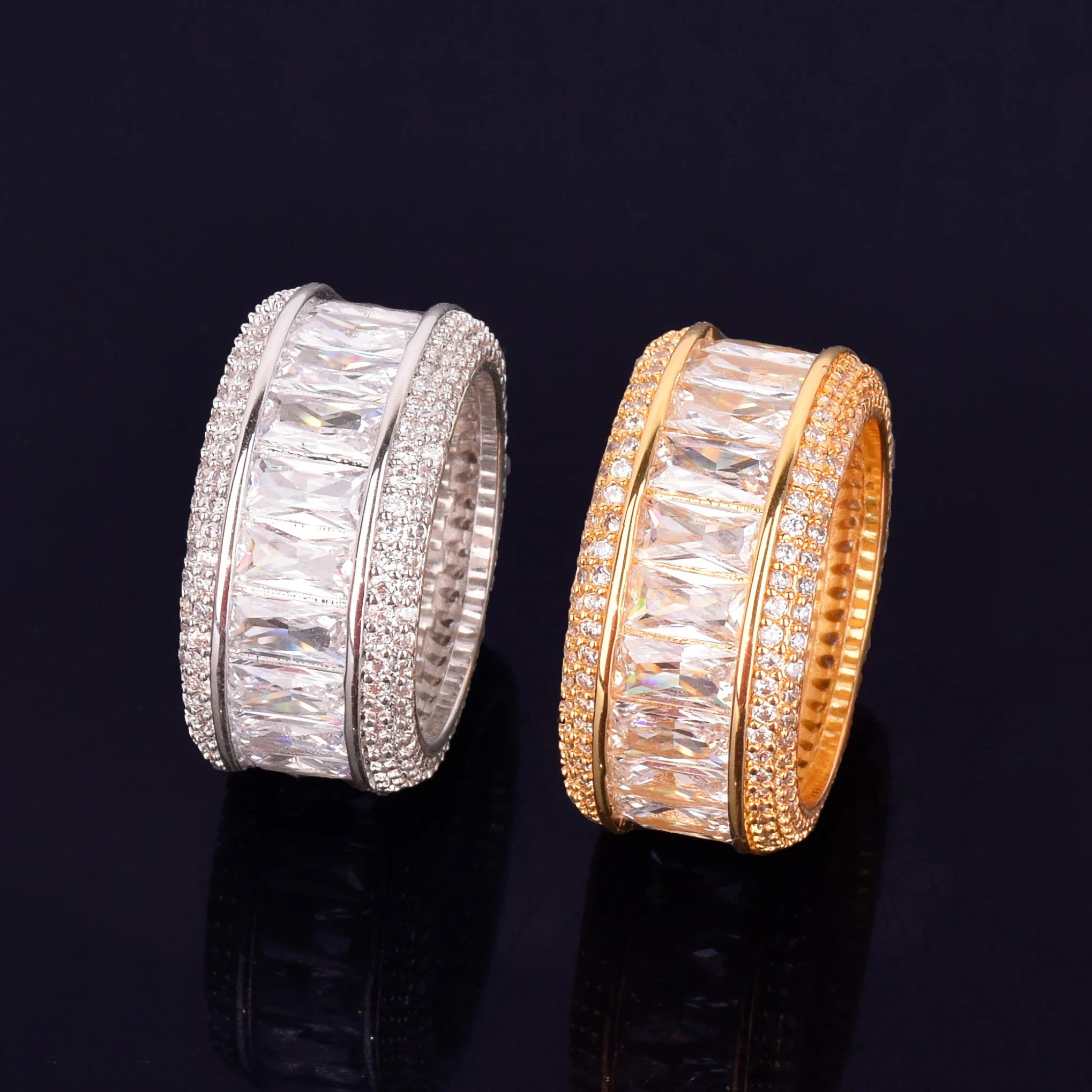 7/11 ICE Baguette Ringen Voor Mannen Alianca De Casamento Ouro Real Vergulde Hip Hop Jelwery