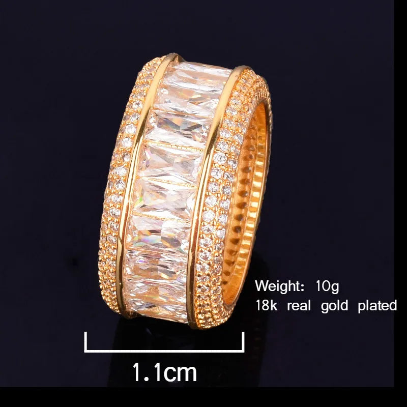 7/11 ICE Baguette Ringen Voor Mannen Alianca De Casamento Ouro Real Vergulde Hip Hop Jelwery