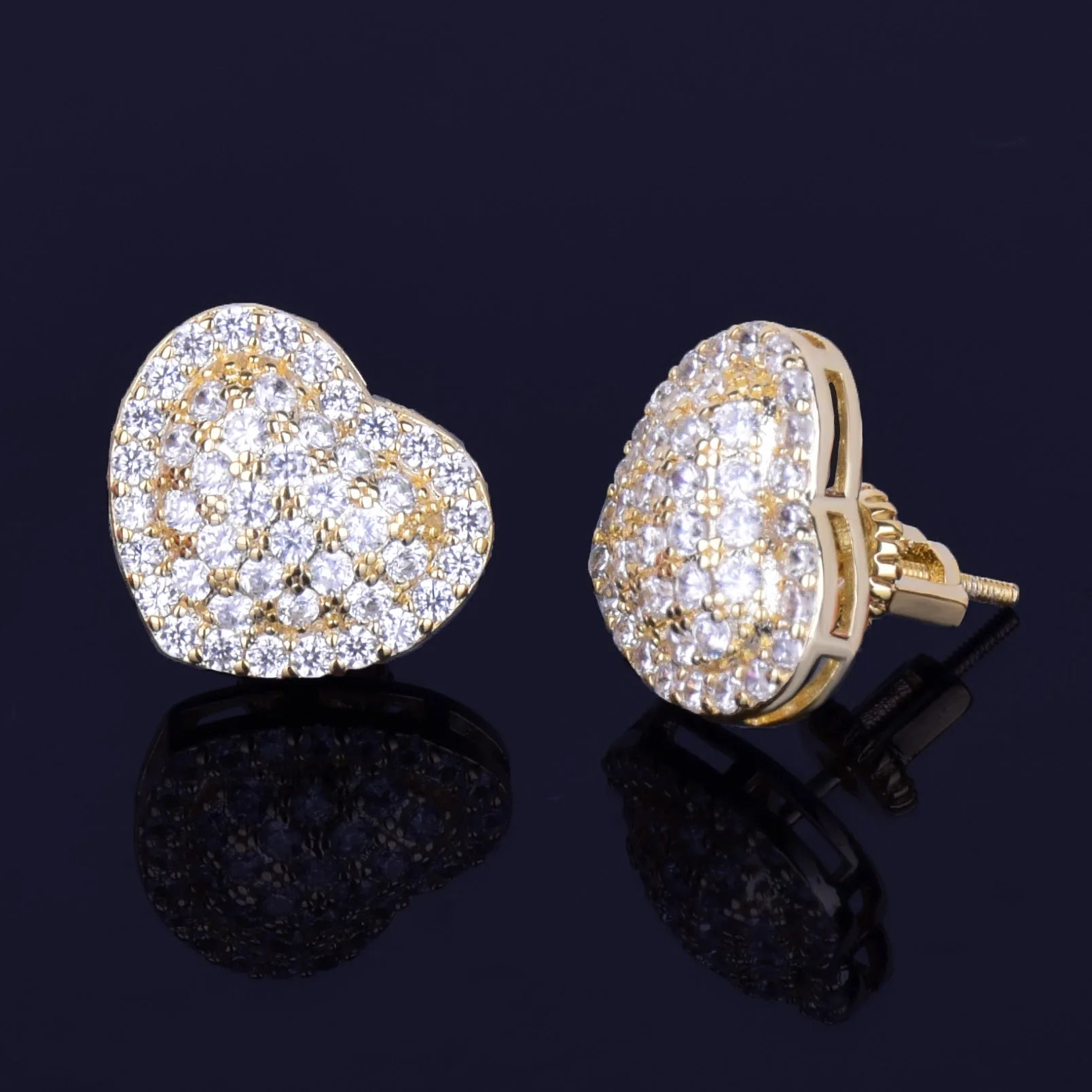 7/11 ICE Heart-shaped Earring White Color Full Cubic Zircon Women Fashion Hip Hop Jewelry for Gift 14MM