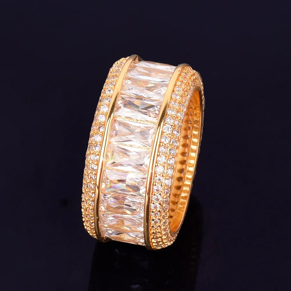 7/11 ICE Baguette Ringen Voor Mannen Alianca De Casamento Ouro Real Vergulde Hip Hop Jelwery