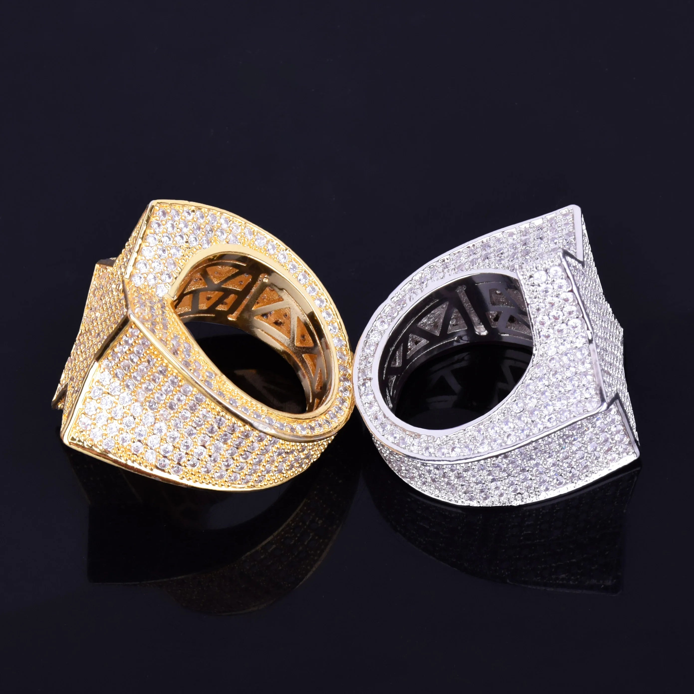 7/11 ICE Men Star Rings Charm Gold Color Full Zircon Fashion Hip Hop Rock Jewelry Bague Homme