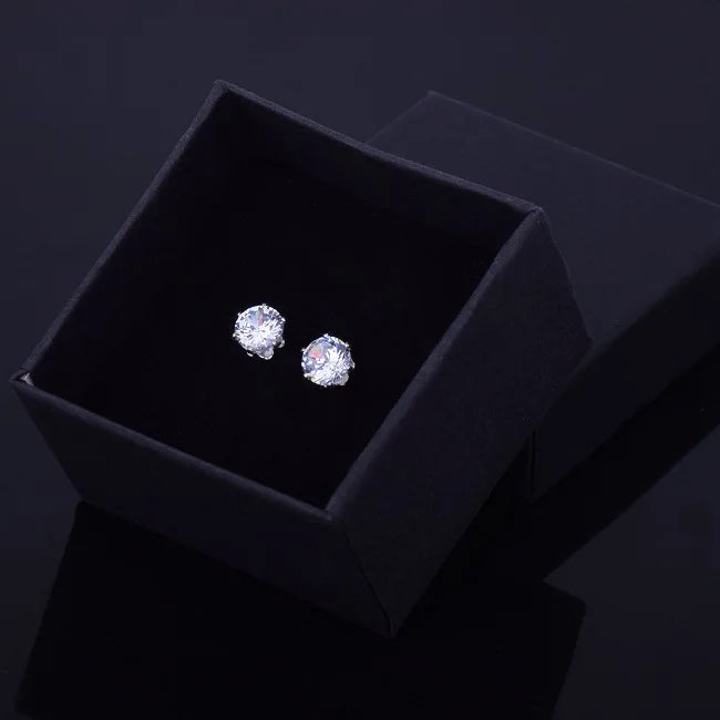 7/11 ICE 6mm/8mm AAA Zircon CZ Round Stud Earrings Hip hop Jewelry Men Copper Material Iced Bling Push-back