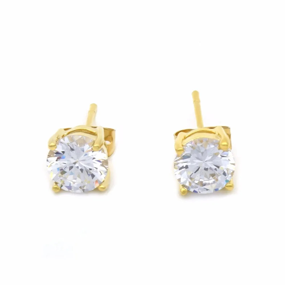 7/11 ICE Cubic Zircon Stud Earring for Women Hip hop Jewelry Copper Material  AAA CZ Gold Color Round Men Women EARRING Push-back