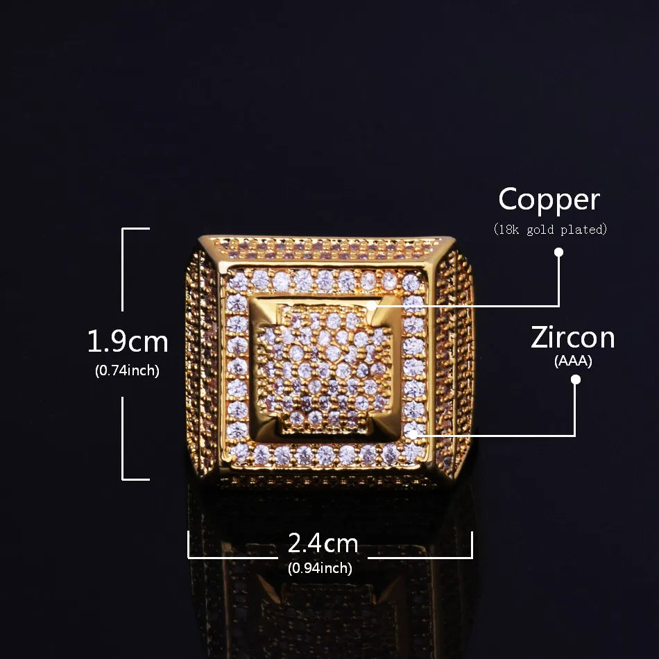 7/11 ICE Anillo Hombre Rings for Men Iced Out Gold Color Plated Hip Hop Jewelry 2022 Trend Fashion Gift