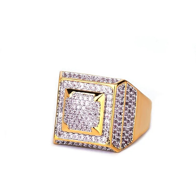 7/11 ICE Anillo Hombre Rings for Men Iced Out Gold Color Plated Hip Hop Jewelry 2022 Trend Fashion Gift