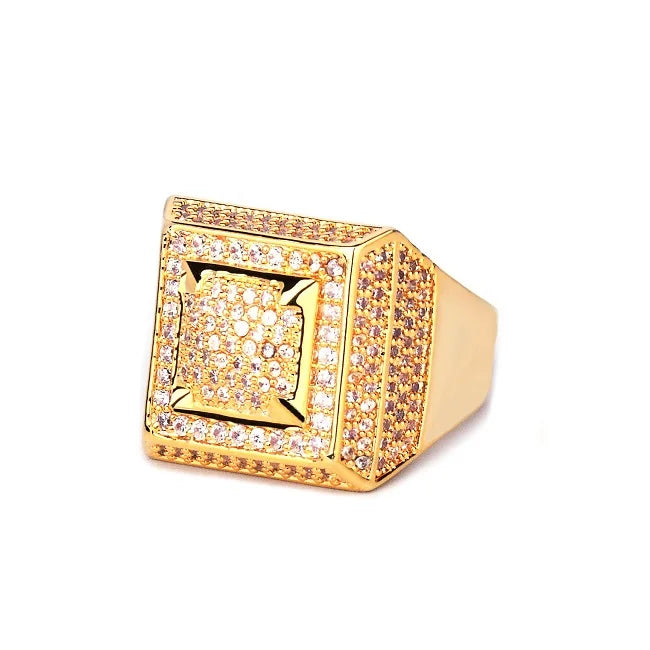 7/11 ICE Anillo Hombre Rings for Men Iced Out Gold Color Plated Hip Hop Jewelry 2022 Trend Fashion Gift