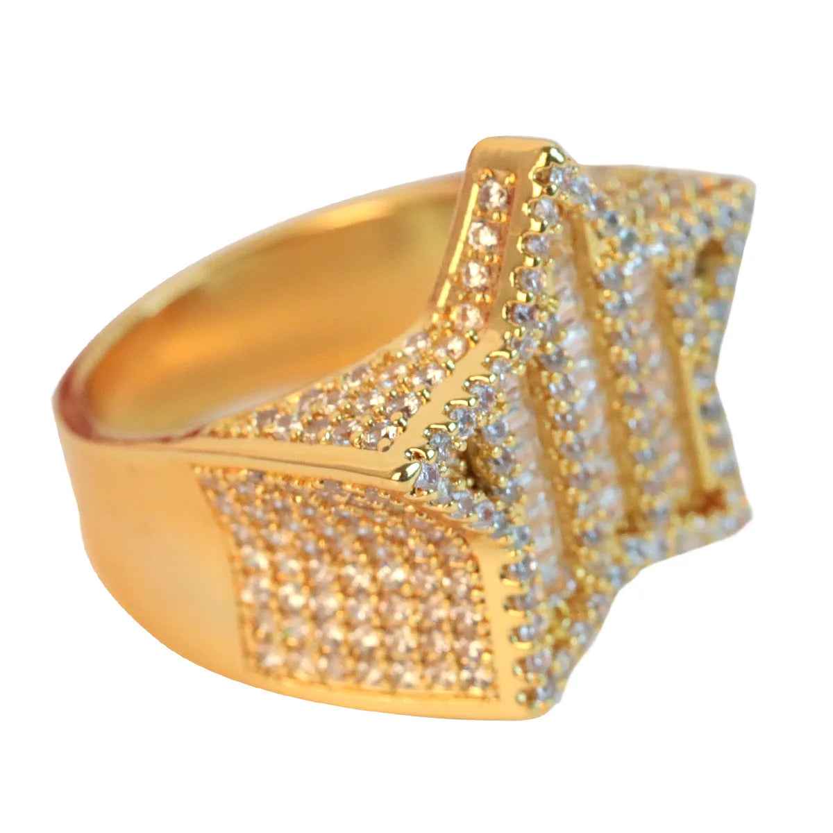 7/11 ICE Star Men Ring for Teens Real Gold Plated Hip Hop Jewelry 2021 Trend Free Shipping Items Gift