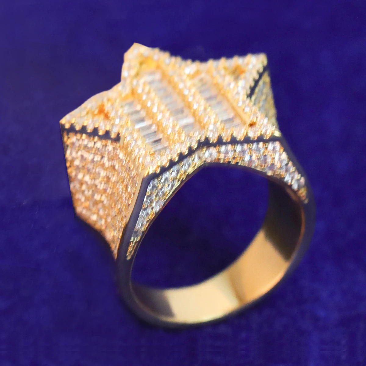 7/11 ICE Star Men Ring for Teens Real Gold Plated Hip Hop Jewelry 2021 Trend Free Shipping Items Gift