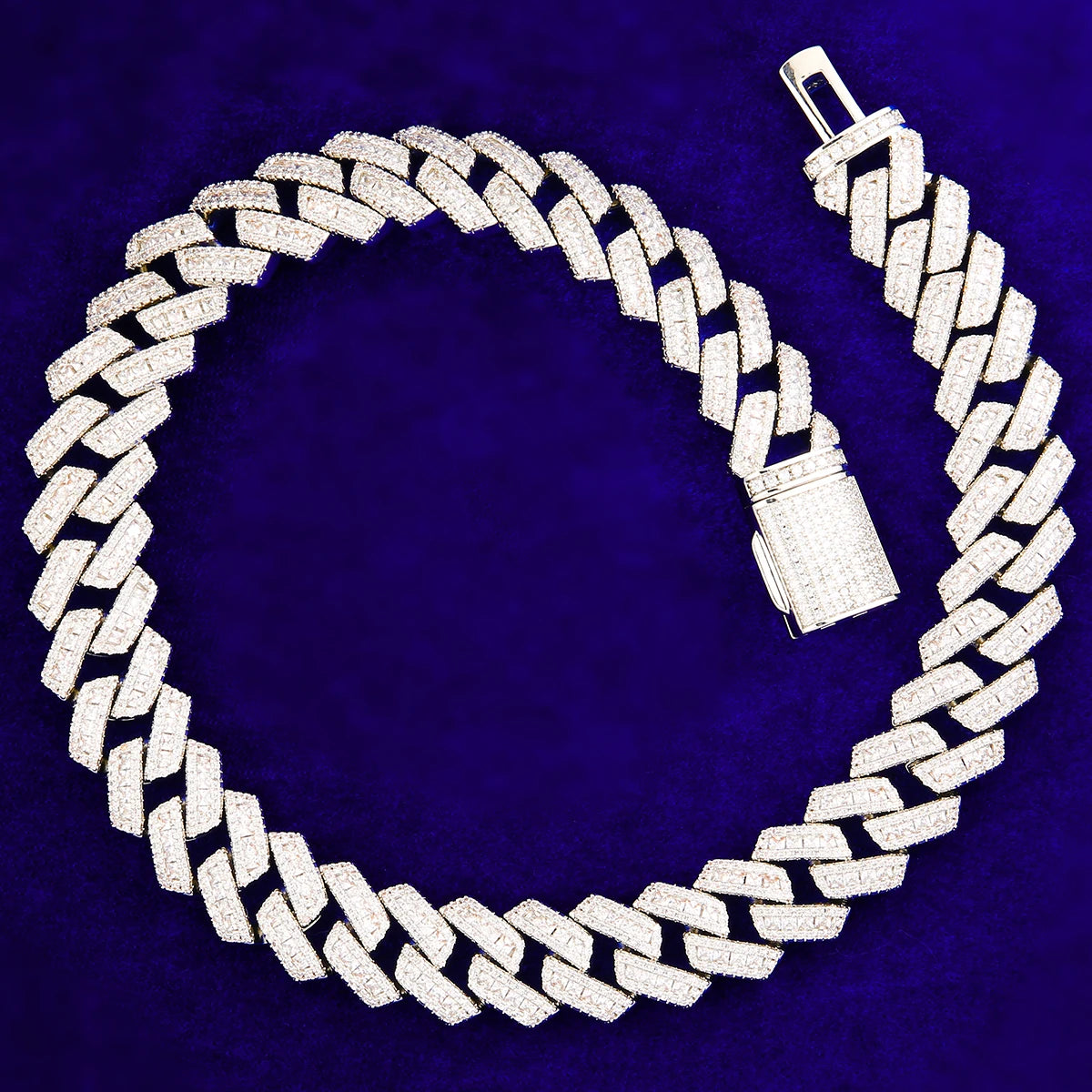 7/11 ICE Iced Out Cuban Link Chain Baguette Charms Men Necklace Real Gold Plated Hip Hop Jewelry