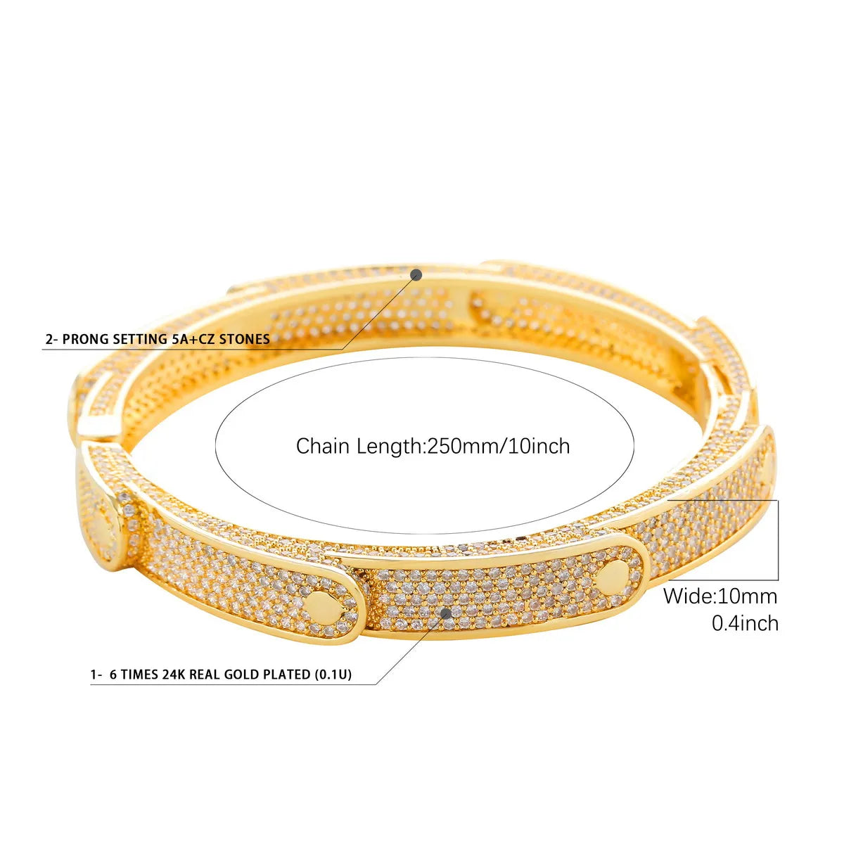 7/11 ICE Bangle for Women Real Gold Plated Iced Out Bracelet Hip Hop Fashion Jewelry 2022 Trend Bling Free Shipping