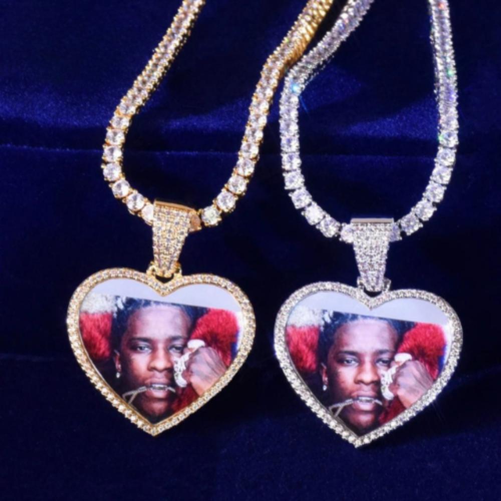 7/11 ICE Custom Made Photo Hart Medaillons Ketting & Hanger Solid Terug Goud Kleur Aaaaa Zirkoon Mannen Hip Hop Sieraden