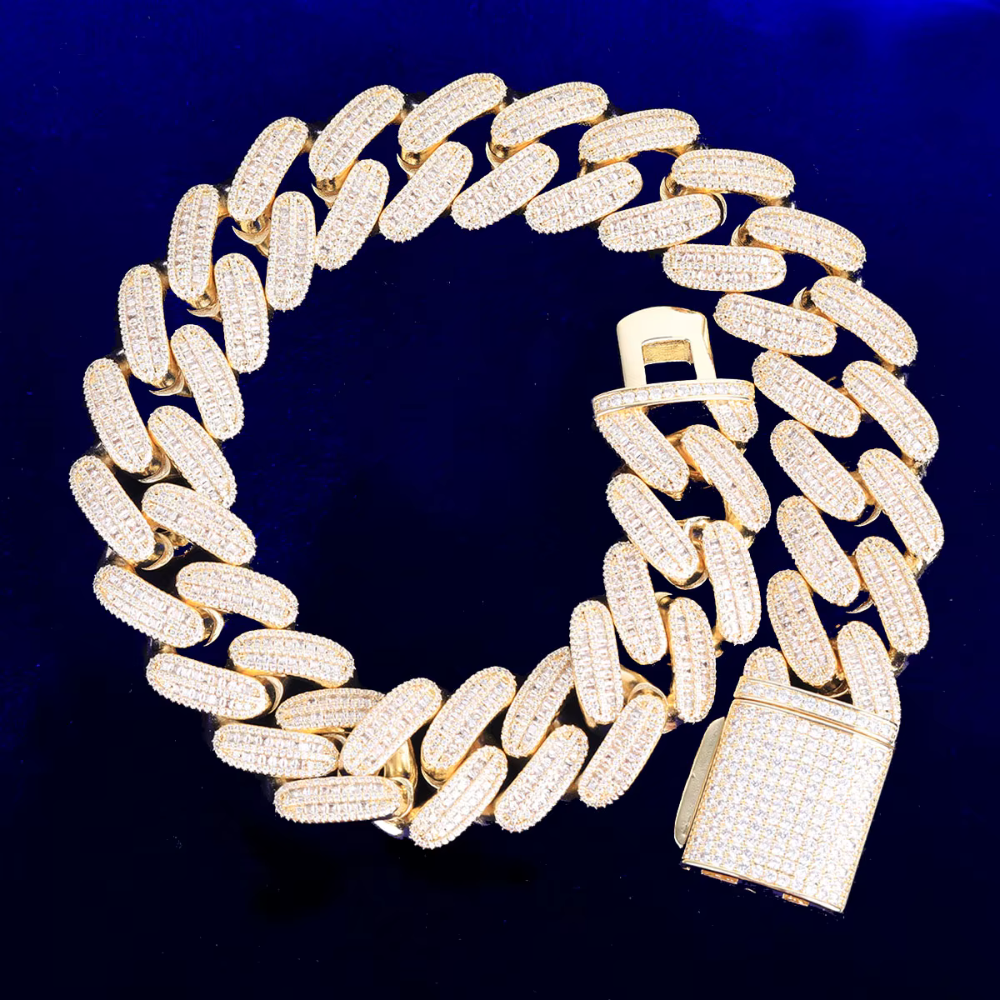 7/11 ICE 25Mm Iced Out Cuban Link Ketting Voor Mannen Ketting Choker Zirkonia Echt Vergulde Hiphop Sieraden