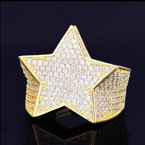 7/11 ICE Men Star Rings Charm Gold Color Full Zircon Fashion Hip Hop Rock Jewelry Bague Homme