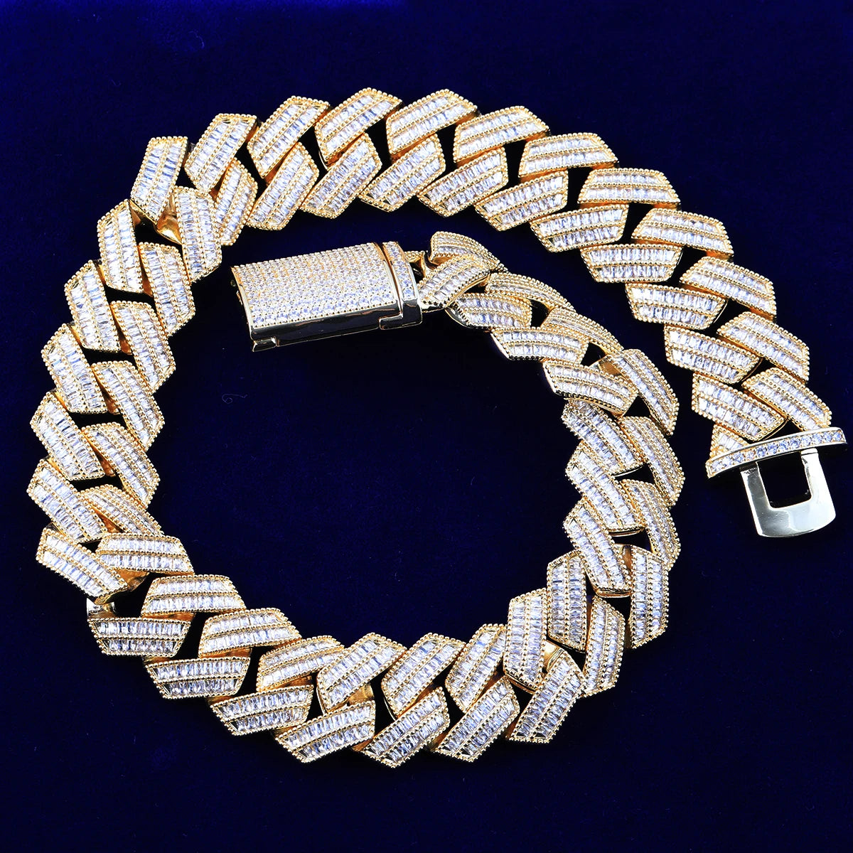 7/11 ICE Sharp Baguatte Cuban Link Chain for Men Micro Pave Necklace Choker Cubic Zirconia Hip Hop Jewelry