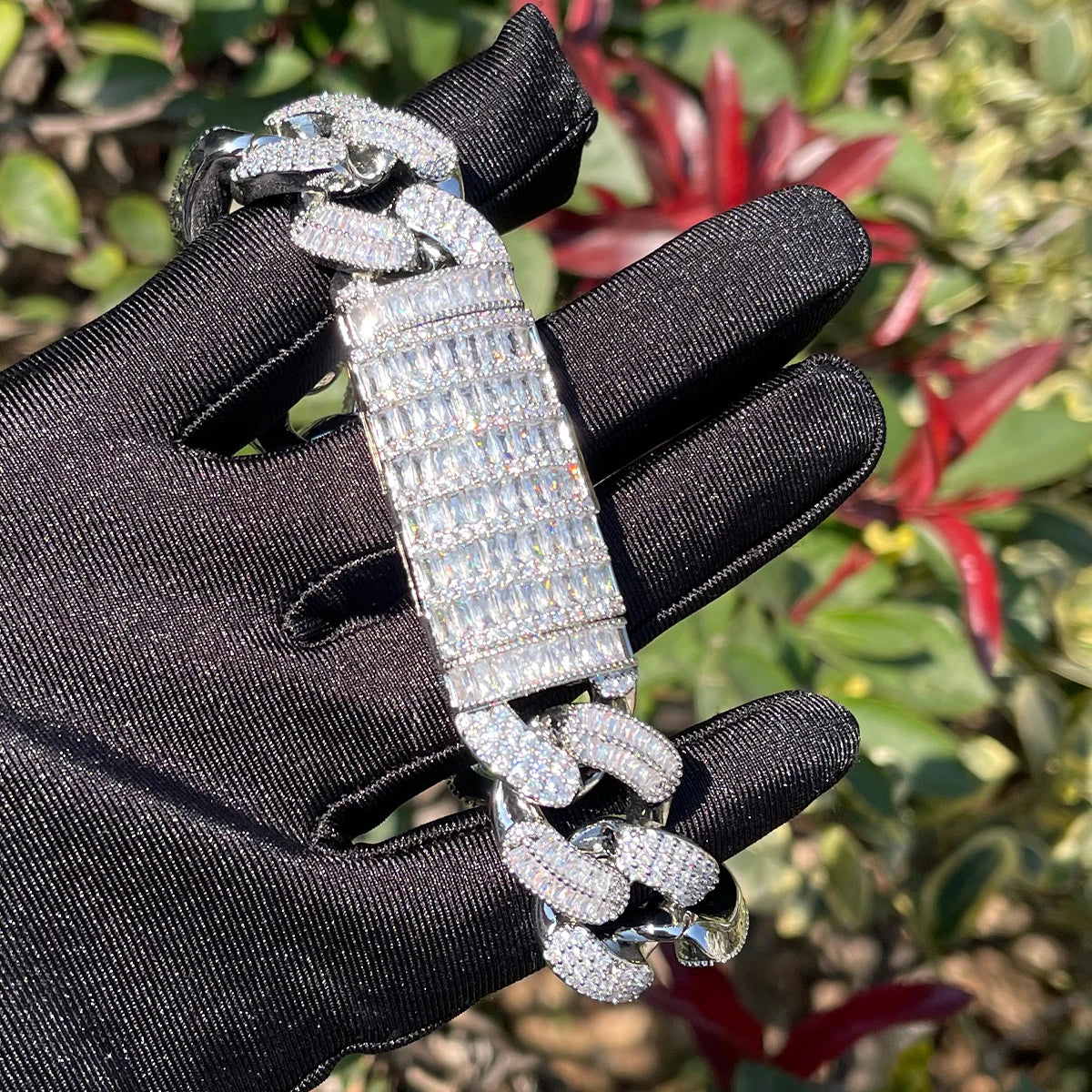 7/11 ICE Bracelet for Men Iced Out Cuban Link Prong Setting Cubic Zircon AAAAA Gold Plated Hip Hop Jewelry