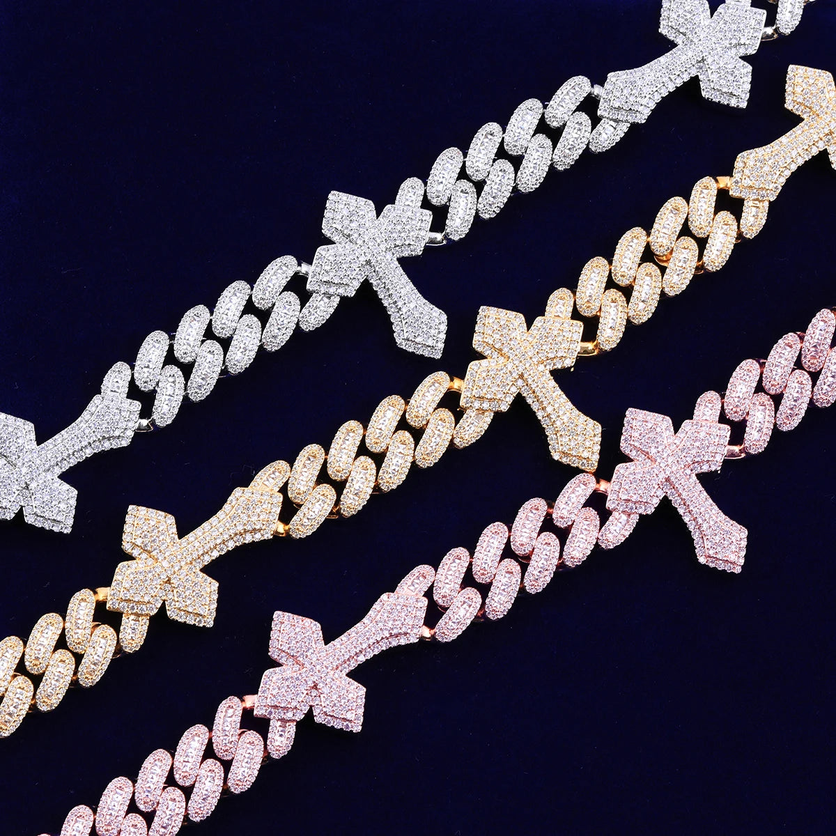 7/11 ICE Iced Out Cubaanse Link Chain voor Mannen Ketting Choker Cross Real Koperen Zirconia Micro Pave Hip Hop Sieraden