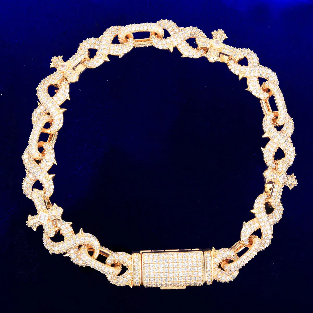 7/11 ICE Iced Out Cuban Link Bracelet for Women Cross Infinity Cubic Zirconia Real Gold Plated Hip Hop Jewelry