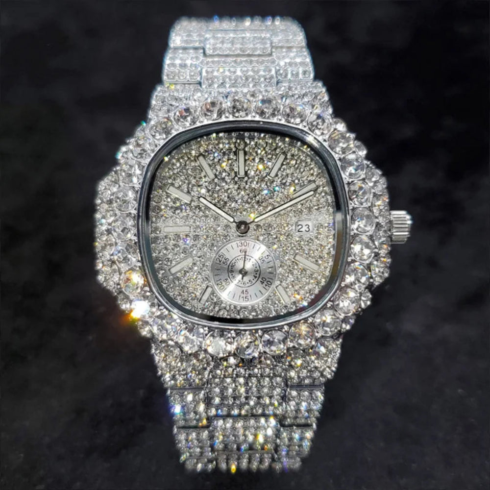 Luxe Diamant Horloge Heren Hiphop Street Style Date Display Quartz Uurwerk Iced Out Party Sieraden Polshorloge Hot Sale Product - 7/11 ICE